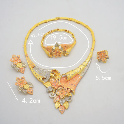 2023 Fine Jewelry Sets For Women Dubai Bridal Wedding Gifts Necklace Bracelet Earrings Ring Jewellery Set African Bead jewelry