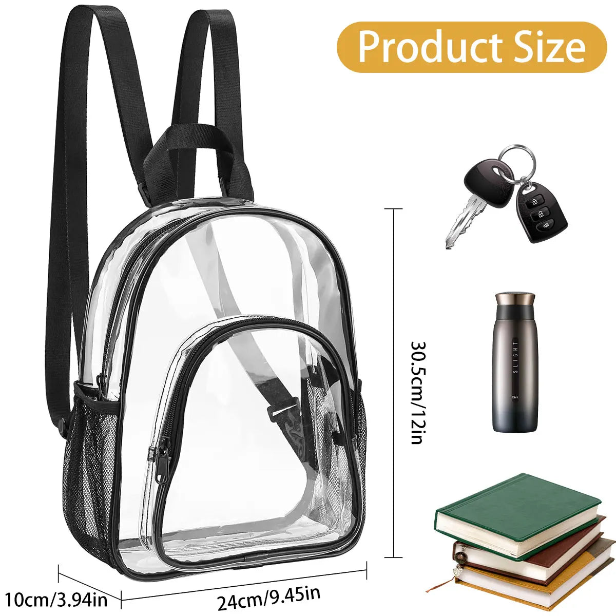 PVC Transparent Backpack Durable Clear Small Backpack Portable Lightweight Mini Cute Clear Bag for Work Outdoor Sports