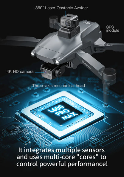 2025 New L600 PRO MAX GPS Drone 5KM 4K Professional HD Dual Camera 3-Axis Gimbal 360 Obstacle Avoidance Brushless Quadcopter Toy