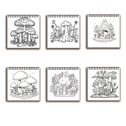 Mushroom Coloring Book - 8.27 x 8.27 inches 32 pages coloring book - ideal gift for family or friends