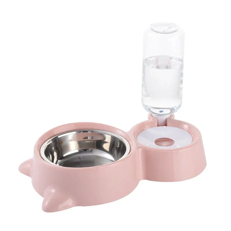 Pet food bowl, food container with automatic water storage and equipped with pet water dispenser 2-in-1 cat bowl water dispenser