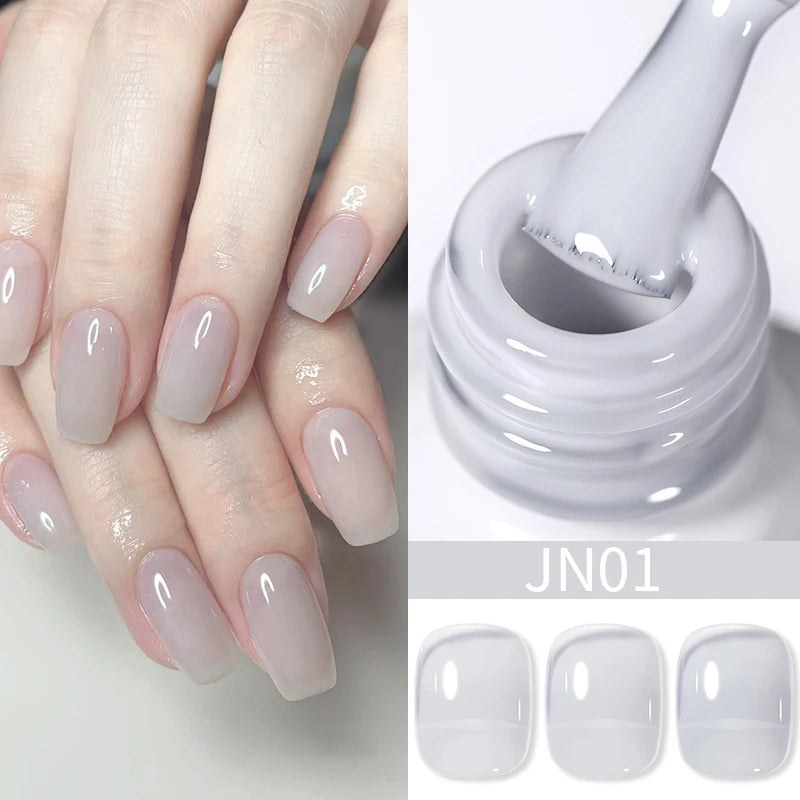 BORN PRETTY 10ml Wine Red Glitter Jelly Nude Gel Nail Polish Soak Off Translucent Color UV Light Cure for Nail Art DIY at Home