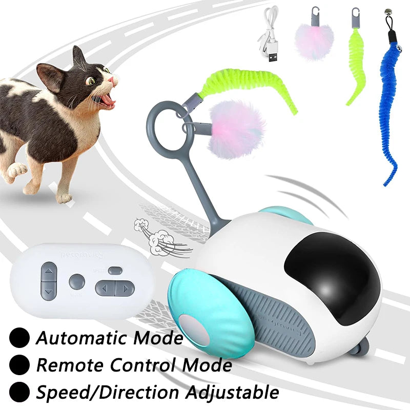 Self-Moving Automatic Cat Teaser Ball with Faux Tail Rechargeable Smart Sensor Cat Toy for Indoor Cats Cat Toys Interactive