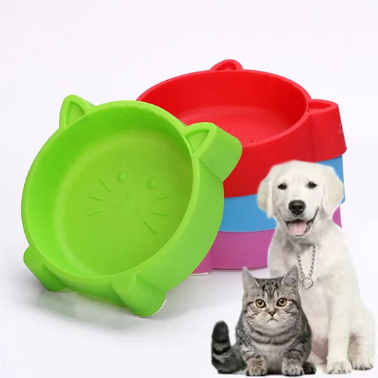 Pet Supplies Cat Shaped Pet Bowl Eco-friendly Plastic Non-Slip Dog Bowl Solid Cat Bowl Color Cute Durable Water Bowls for Cat