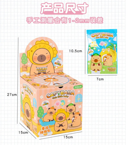 32 Pcs/Box Cartoon Cute Capybara Surprise Bag Eraser Stationery Student Supplies Stationery Wholesale