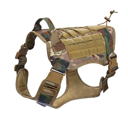 Tactical Camouflage Dog Vest Harness for Medium and Large Dogs，Easy Control and Comfortable for Hiking ，Training, and Outdoor