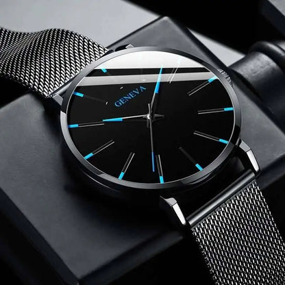 Fashion Ultra Thin Men’s Business Watches Simple Mesh Band Quartz Wristwatch Casual Man Watch Reloj Hombre