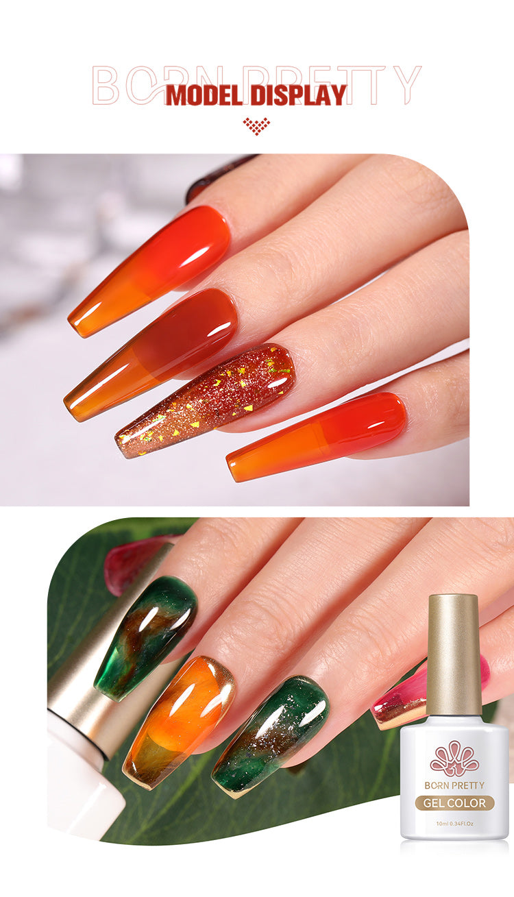 BORN PRETTY 10ml Wine Red Glitter Jelly Nude Gel Nail Polish Soak Off Translucent Color UV Light Cure for Nail Art DIY at Home