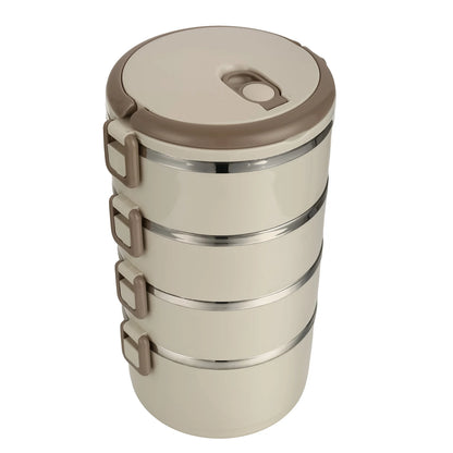 Portable 2/3/4 Layers Picnic Box Outdoor Camping Stainless Steel Insulated Lunch Box Large Capacity Circular Lunch Box With Lid