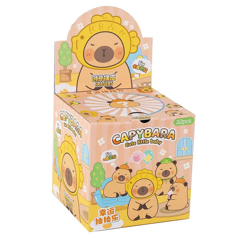 32 Pcs/Box Cartoon Cute Capybara Surprise Bag Eraser Stationery Student Supplies Stationery Wholesale