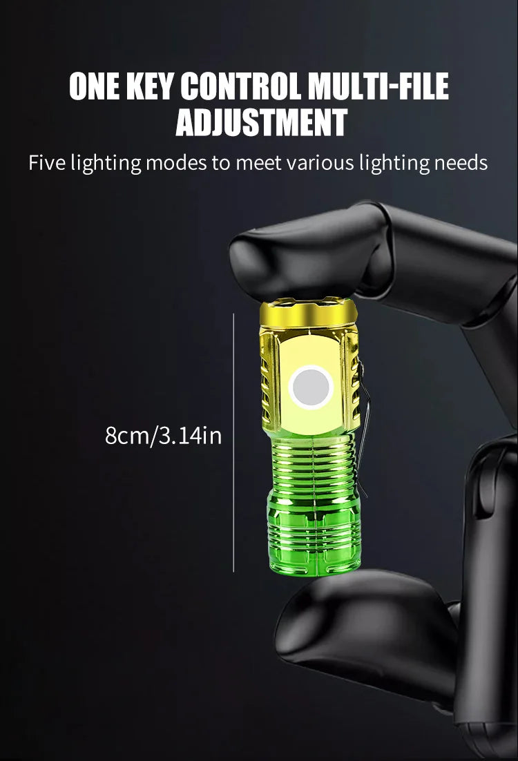 Strong LED Flashlight Super Bright Mini Portable Three-eye Monster Multi-function Magnet Charging Home Outdoor Portable Light