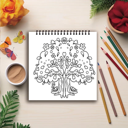 Coloring Book - 7.87 x 7.87 inches 32 pages Tree of Life Coloring Book - Ideal gift for family or friends