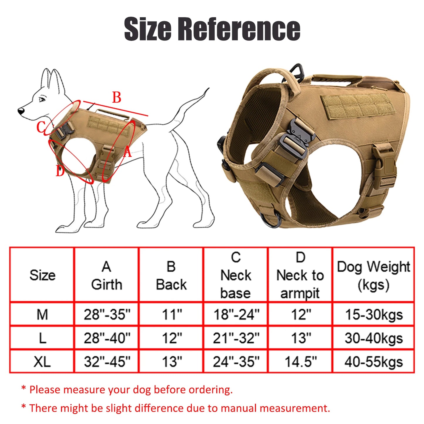 Military Large Dog Harness Training Pet Vest for French Bulldog German Shepherd Malinois Tactical Harnesses For Dogs Accessories