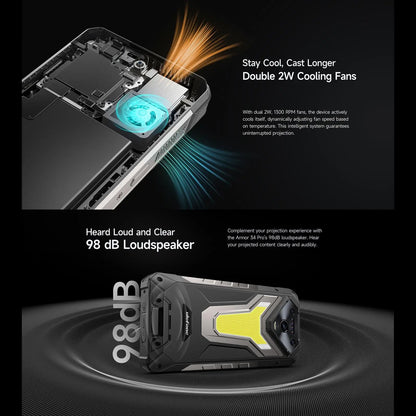 Ulefone Armor 34 Pro 5G AI Rugged Phone 32GB+512GB 25500mAh 6.95" Built-in Projector 120Hz Android 15 MTK 7300 NFC Smartphone