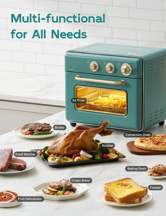 [21 QT& 6-in-1] Toaster Oven & Air Fryer, Compact Toaster Ovens Countertop with 5 Slices 1500W Rapid Heat Air Fryer Toaster Oven