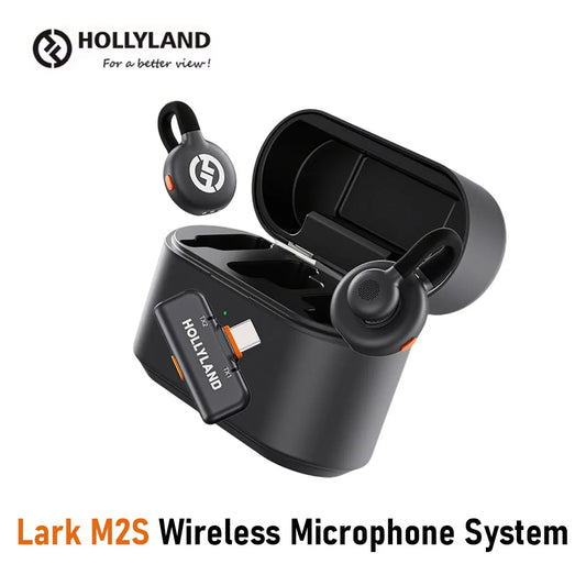 Hollyland Lark M2S Wireless Microphone System for iPhone Camera Android Phone Vlog Interview Video Mini Lavalier Mic