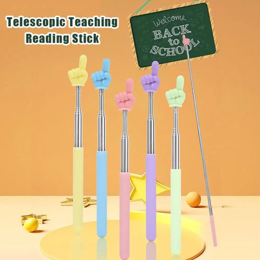 1PC Stainless Steel Teaching Tools Finger Design Whiteboard Pointer Teaching Stick Finger Reading Sticks Handheld Presenter
