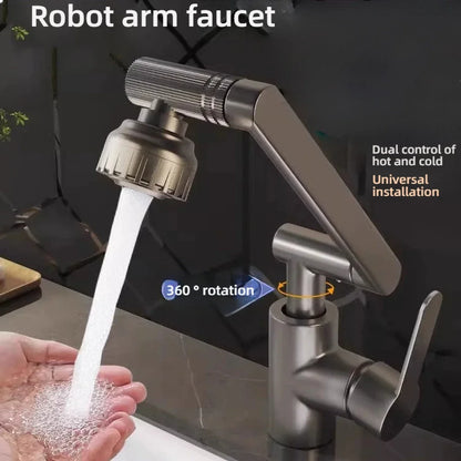 Dual Mode Universal Rotating Faucet Robotic Arm Wash Basin Kitchen Bathroom Hot and Cold Household Basin Wash Basin Sink