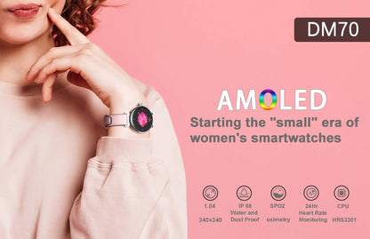 Rainbuvvy DM70 Steel Smart Watch AMLED Women Beautiful Wristwatch Supports IP68 BT Calling Sports Watch