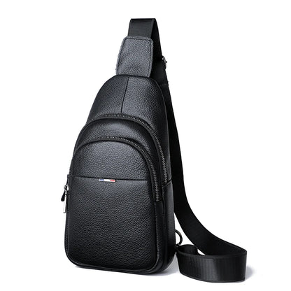 100% Genuine Leather Men Chest Bag Male Shoulder Bag Messenger Bag Casual Crossbody Bag Fashion Men's Purity Handbag