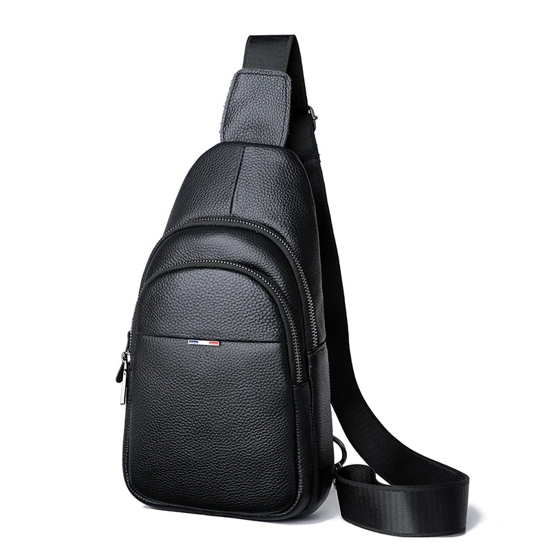 100% Genuine Leather Men Chest Bag Male Shoulder Bag Messenger Bag Casual Crossbody Bag Fashion Men's Purity Handbag