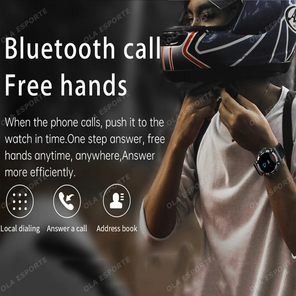 New Outdoor Military Smartwatch For Men Health Monitor Bluetooth Call Voice Assistant GPS Sports Waterproof Men Smartwatch 2024