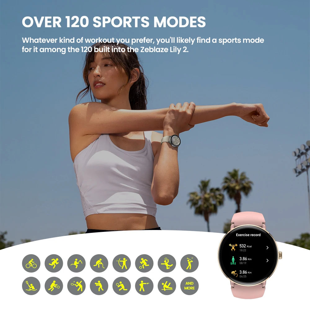 The NEW 2025 Zeblaze Lily 2 Voice Calling Female Smartwatch 1.2" AMOLED Screen Double Strap Health Management Sports Smart Watch