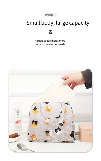 Cartoon Lunch Bag Portable Insulated Thermal Heat Children's Bento Bag Picnic Tote Kid School Lunch Box Bags Cooler Ice Pack New