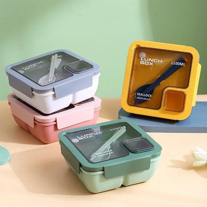 850/1100ml Portable Lunch Box Outdoor Picnic Bento Box with Soup Bowl Tableware Thermal Bag Microwavable Heating Meal Box