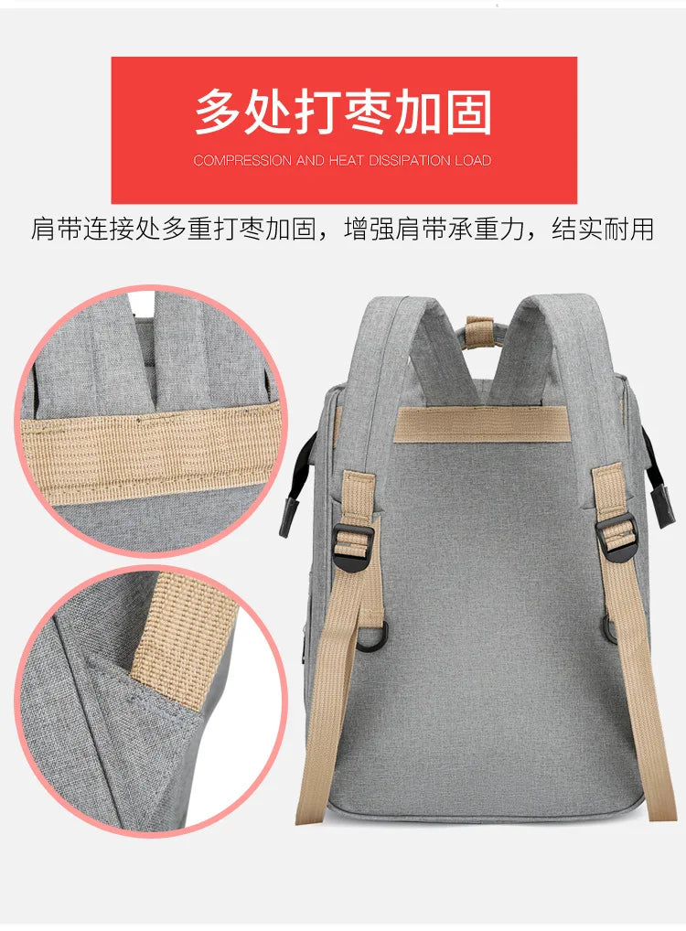 Folding Mommy Bag Multipurpose Portable Folding Crib Bed Large-capacity Baby Backpack Female Mommy Outting Bag Diaper Bags