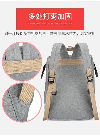 Folding Mommy Bag Multipurpose Portable Folding Crib Bed Large-capacity Baby Backpack Female Mommy Outting Bag Diaper Bags