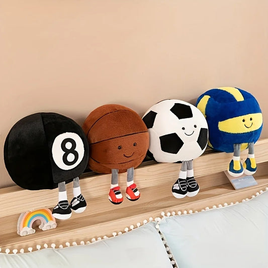 1 creative sports equipment doll, cute ball doll, fun plush toy, long legged ball doll, cartoon doll with shoes, decoration!