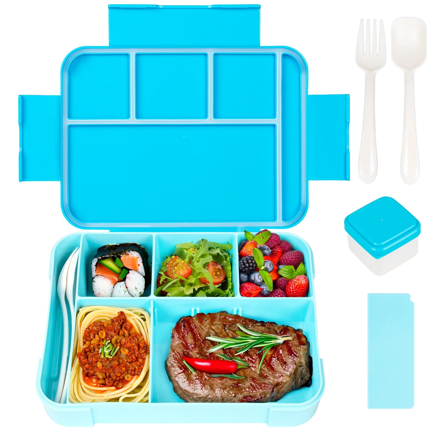 1330ML Lunch Box Adult Bento Boxes Food Containers with 6 Compartment and Tableware For Snack Work School Microwave Oven Heating