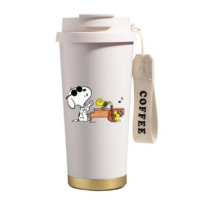 500ml Snoopys Stainless Steel Insulated Water Bottle Anime Kawaii Portable Travel Outdoor Car Tea Coffee Mug Cold Thermos Cup