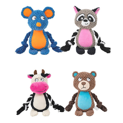 Dog Enrichment Toy Cute Animal Rope Dog Toy Plush Puppy Chew Pet Squeak Toy Cartoon Interactive Games For Dogs Stuff For Dogs