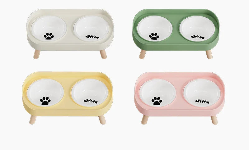 Pet Bowl PP Plastic Double Bowl Anti-killing Bowl Water and Grain Integrated Dog Bowl Cat Dog Water and Grain Bowl