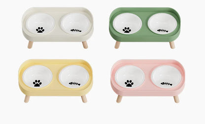 Pet Bowl PP Plastic Double Bowl Anti-killing Bowl Water and Grain Integrated Dog Bowl Cat Dog Water and Grain Bowl