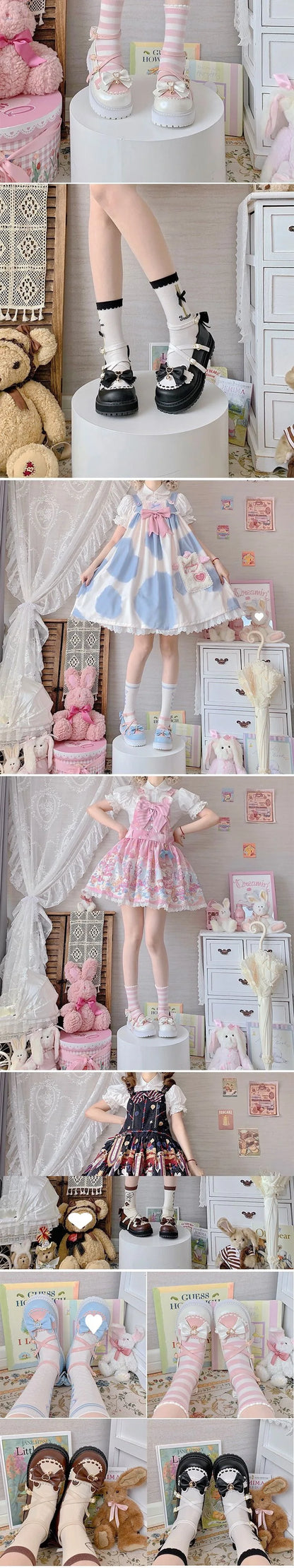 2025 New Autumn Lolita Shoes Bow Cute Soft Girl Wild College Style JK Uniform Round Head Small Leather Shoes Kawaii Shoes