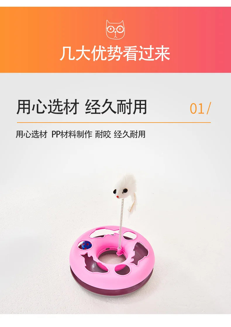 Funny Cat Toys for Indoor Cats Interactive Kitten Toys Roller Tracks with Catnip Spring Pet Toy with Exercise Balls Teaser Mouse