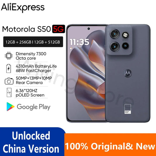 Motorola Moto S50 Dimensity 7300 5G Smartphone 6.36'' 120Hz P-OLED Display 4310mAh 68W SuperVOOC 50MP Camera NFC OTA