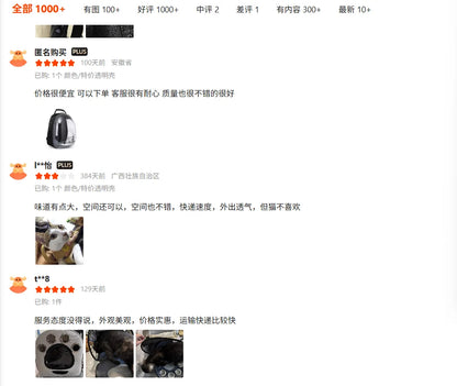 Travel Transparent Pet Cat Handbag Outdoor Portable Cat Backpack Puppy Breathable Handbag Take-Out Pet Supplies