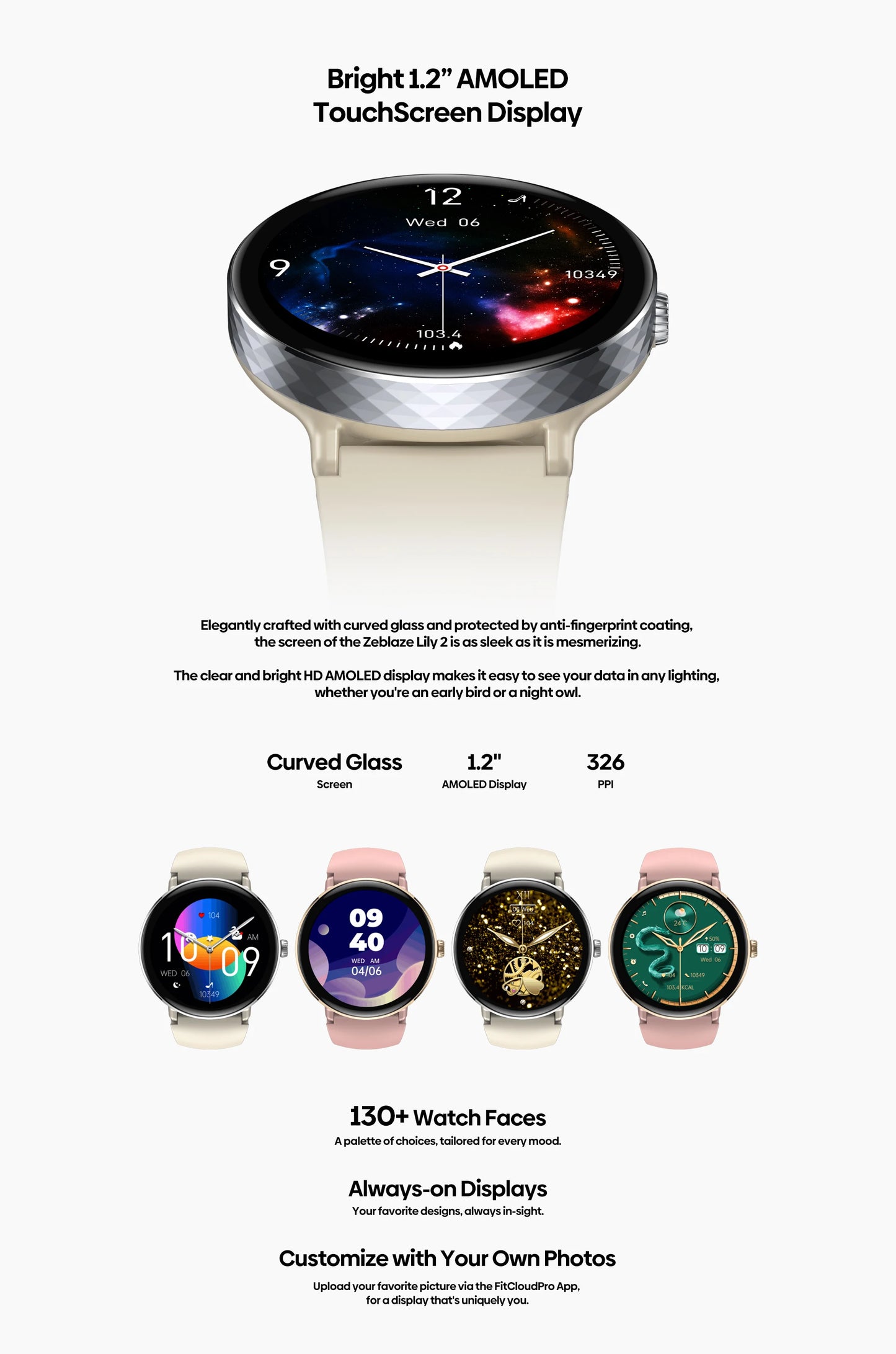 The NEW 2025 Zeblaze Lily 2 Voice Calling Female Smartwatch 1.2" AMOLED Screen Double Strap Health Management Sports Smart Watch