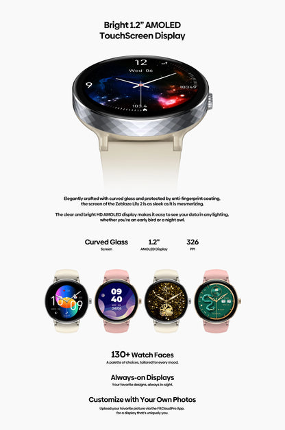 The NEW 2025 Zeblaze Lily 2 Voice Calling Female Smartwatch 1.2" AMOLED Screen Double Strap Health Management Sports Smart Watch
