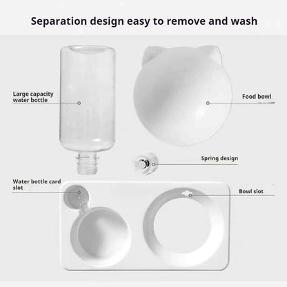 Double Dog Cat Bowls Water and Food Bowl  Tilted15 Degrees Raised Cat Bowls with Automatic Water Bottle-Pet Feeder