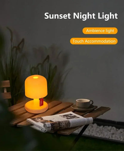 Mini Sunset Night Lamp Desktop Creative USB Rechargeable Ins Mushroom Style Led Night Light for Coffee Bar Home Decor Bedroom