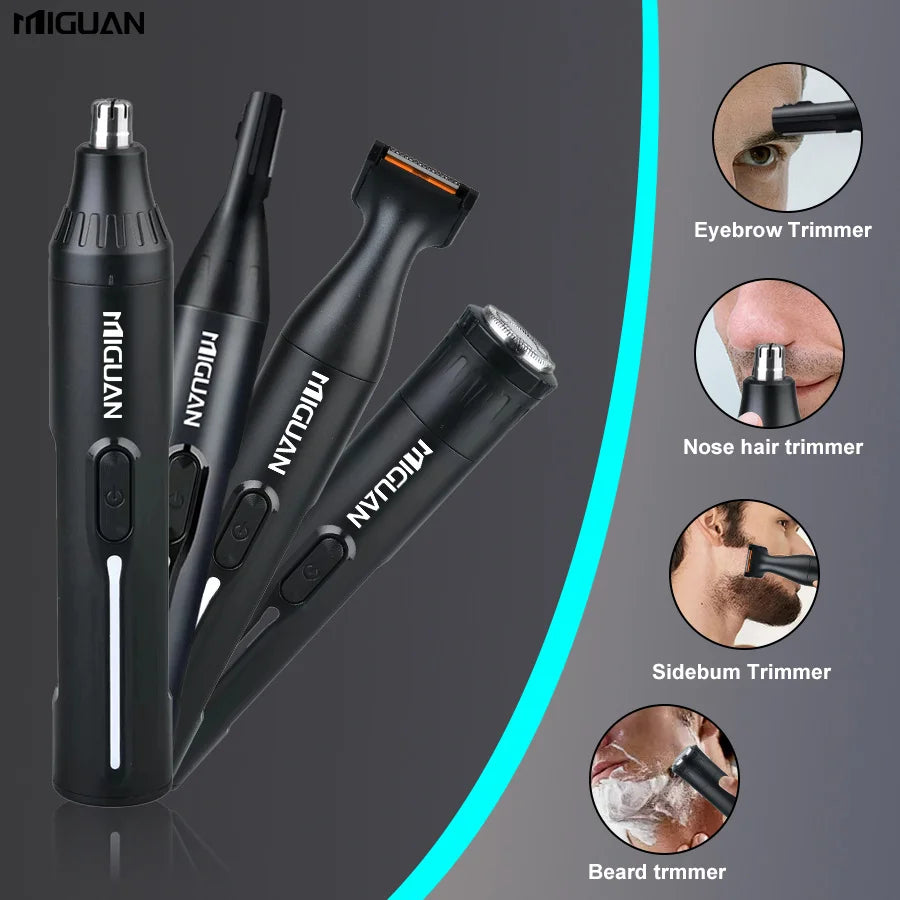 4-in-1 Professional Grooming Kit, USB Rechargeable Nose & Ear Hair Trimmer, Beard and Eyebrow Razor, Men'S Personal Care Tools