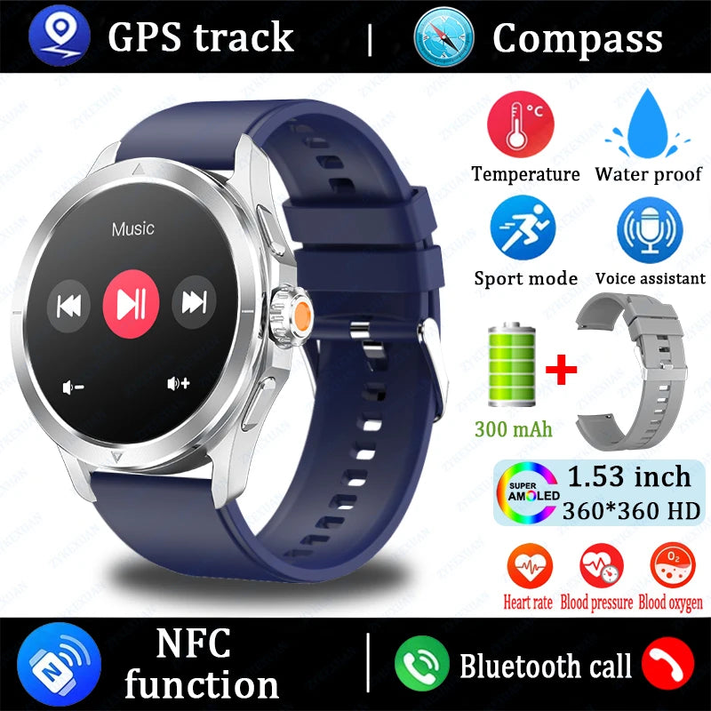 2025 New For Xiaomi S4 Ultra Smart Watch Men AMOLED Outdoor Sport NFC GPS Track Heart Rate Waterproof Bluetooth Call Smartwatch