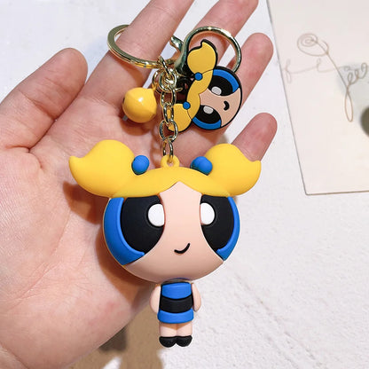 malefic keychain Powerpuff Girls Creative Keychain for Women Men Fans Cartoon Cute Silicone Doll Pendant Keyring Gifts Keys Hold