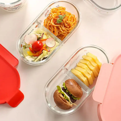 Sanrio Kawaii Hello Kitty Glass Lunch Box My Melody Kuromi Anime Cartoon Sweet Microwaveable Sealed Soup Bowls with Separate Lid