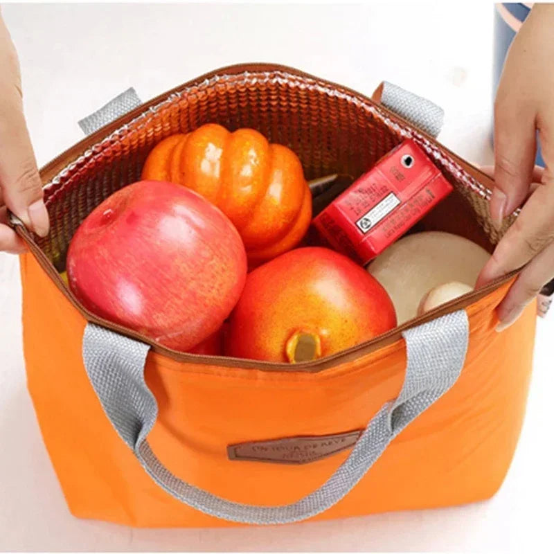 Lunch Box Camping Picnic Bag Lunch Bags Solid Color Portable Insulated Refrigerated Bag Cold Food Cooler Thermal Handbag Hot